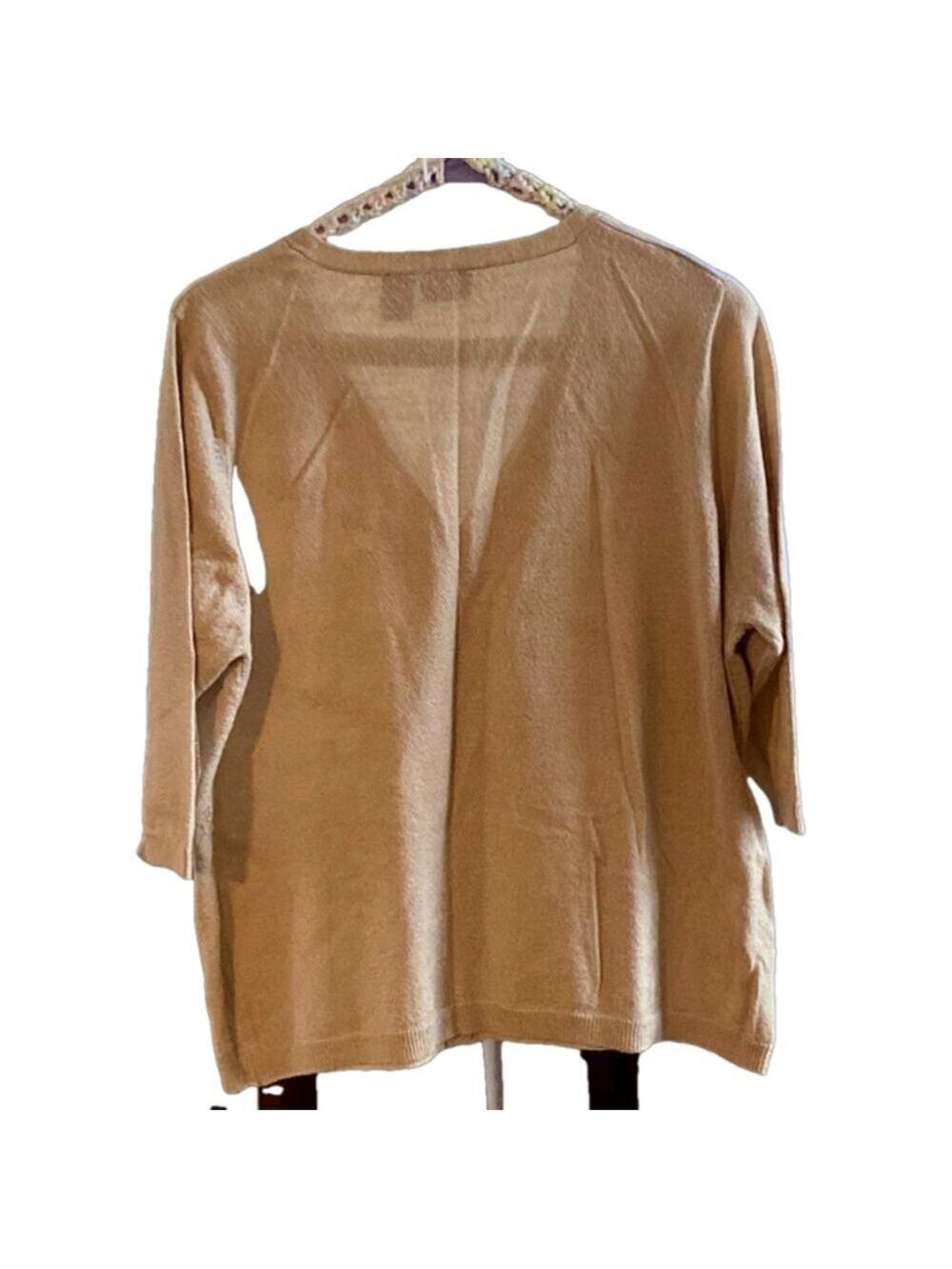 Women's Hilliard & Hanson Cardigan Sweater 1X Beige - Picture 2 of 4